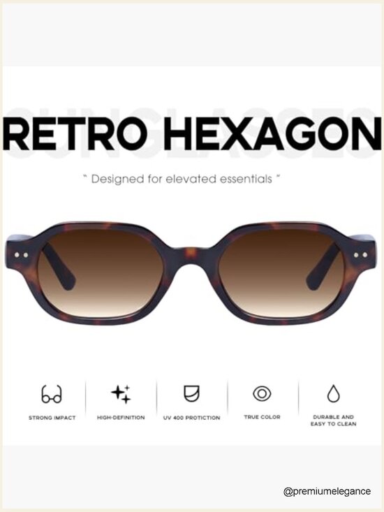 Retro Hexagon Sunglasses Trendy Small Face UV400 Protection main image 2